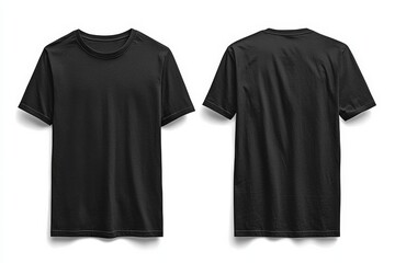 Black Tshirt Mockup Front and Back Isolated created with Generative AI