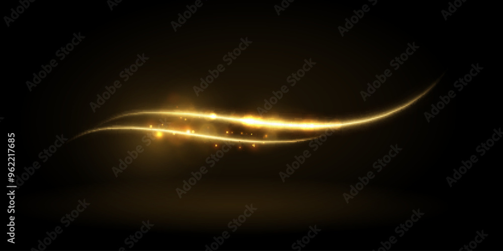 Aufkleber golden magic light effect with many sparkling bokke and shimmering glitter light effects. magical go