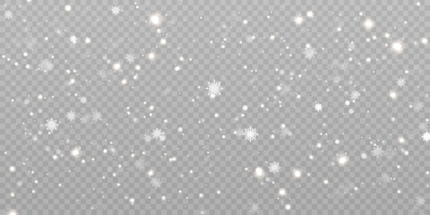 Vector texture Cold winter wind with snow. On transparent background. Christmas cold snow effect.