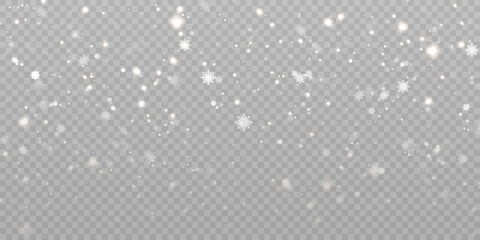 Vector texture Cold winter wind with snow. On transparent background. Christmas cold snow effect.