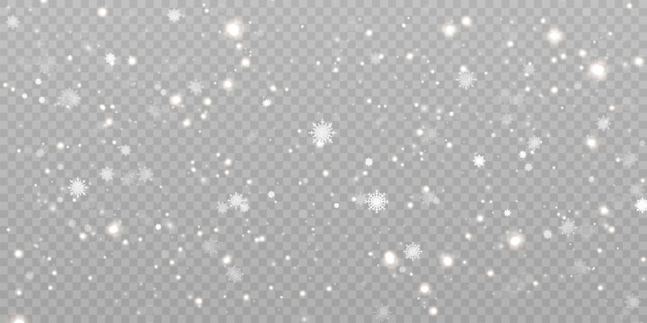 Vector texture Cold winter wind with snow. On transparent background. Christmas cold snow effect.