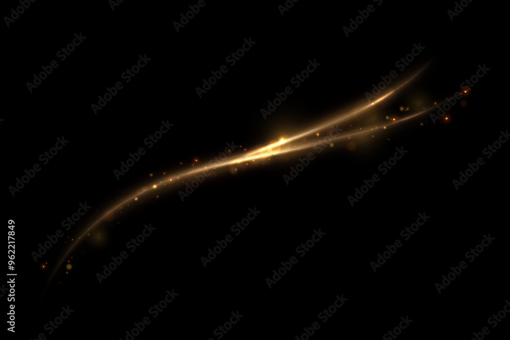 Poster golden magic light effect with many sparkling bokke and shimmering glitter light effects. magical go