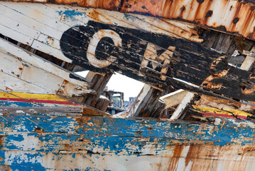 Detail of an abandoned boat in the Camaret sur Mer boat cemetery