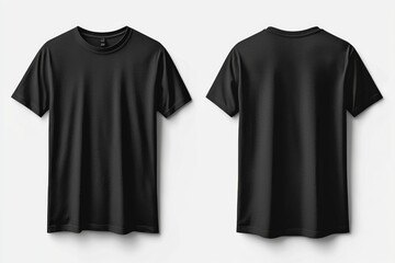 Black Tshirt Mockup Front and Back Isolated created with Generative AI