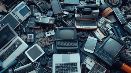 Organized electronic devices ready for recycling showcasing an efficient e waste management process