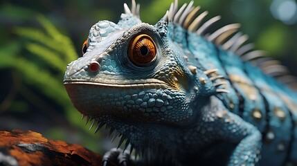 Fototapeta premium A high-definition image capturing the intricate scales and vibrant colors of a realistic reptile, presenting the fascinating details in