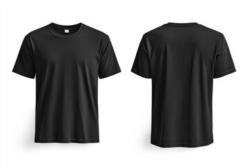 Black Tshirt Mockup Front and Back Isolated created with Generative AI