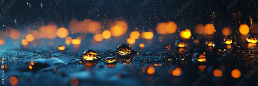 Aufkleber a mesmerizing image showcasing the beauty of raindrops illuminated by distant lights. the droplets s