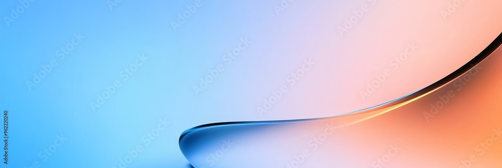 Poster a minimalist abstract background featuring a smooth, curved line transitioning from a light blue to 