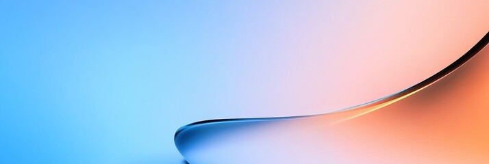 Obraz premium A minimalist abstract background featuring a smooth, curved line transitioning from a light blue to a soft peach color. It evokes a sense of calm, serenity, and modern design. The curve symbolizes flu