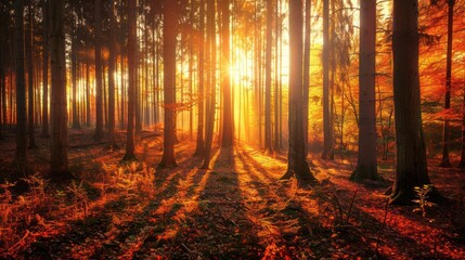 Fototapeta premium Golden Forest Sunset