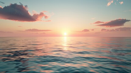 Fototapeta premium Tranquil sunset seascape for meditation with calm sea and sky.
