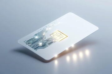 A modern and sleek white biometric access card with an embedded chip and a subtle glow, symbolizing security, convenience, technology, innovation, and access.