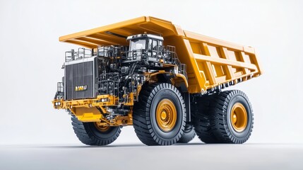 Fototapeta premium A detailed and realistic of a semi transparent modern mining dump truck, showcasing its exterior and