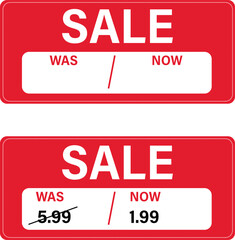 SALE LABEL WAS AND NOW Illustration, Black Friday, Tag Price, discount shop sale banner