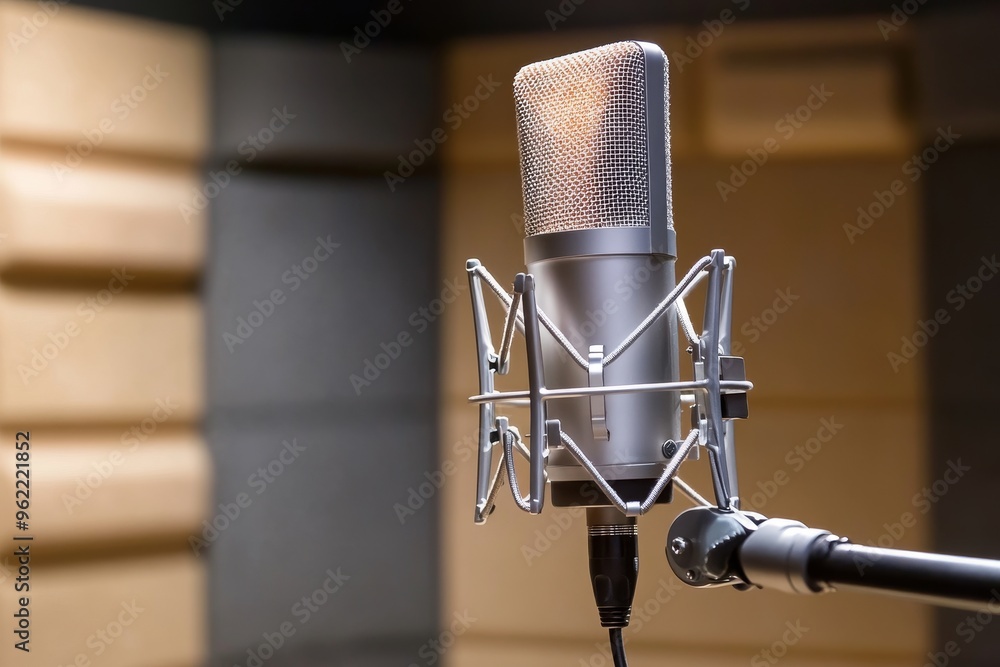 Aufkleber a professional microphone with a pop filter is positioned in a recording studio, ready to capture so