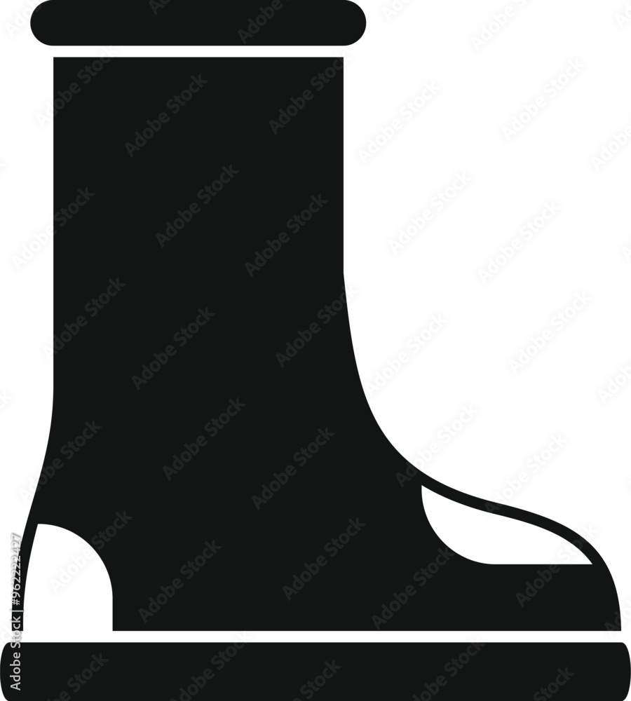 Poster black rubber boot icon in simple style isolated on white background
