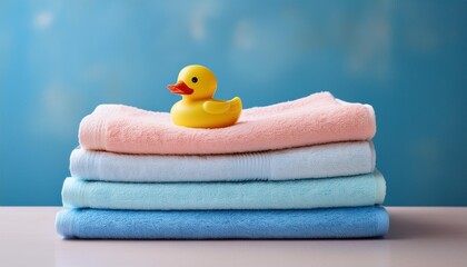 rubber duck on a towel