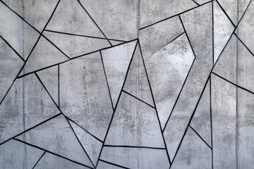 A gray concrete wall with thin black lines of different geometric shapes The background is a simple pattern of triangles and squares, giving it an industrial or minimalist feel Generative AI
