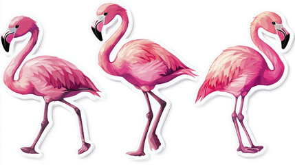 Fototapeta premium flamingo pink bird tropical animal wildlife nature exotic feathers vibrant decorative summer beach cute cartoon flamingo fun illustration tropical decor pink flamingos 