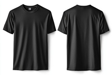 Black Tshirt Mockup Front and Back Isolated created with Generative AI