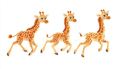 Obraz premium giraffe animal cartoon cute wildlife zoo illustration nature playful running baby giraffe african animal long neck vibrant colors safari theme animal art