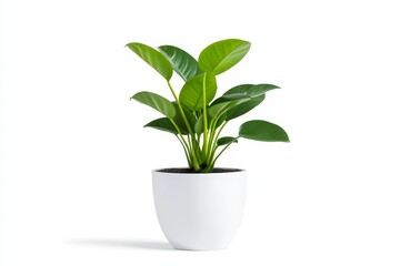 A vibrant, healthy green potted plant with lush leaves in a white pot, symbolizing growth, life, and nature's beauty. It creates a sense of peace and tranquility.