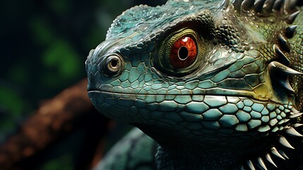 Fototapeta premium An exquisite capture of a realistic reptile, showcasing the intricate scales and patterns with exceptional clarity in