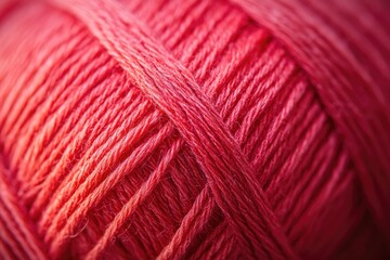 Close-up image of red yarn. This photo shows the texture and detail of the yarn, perfect for crafts or textile projects.
