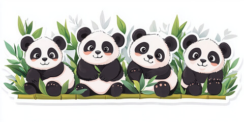 Fototapeta premium panda bamboo cute animals wildlife cartoon illustration animal art playful pandas exotic animals nature animal characters chinese culture zoo baby animals 