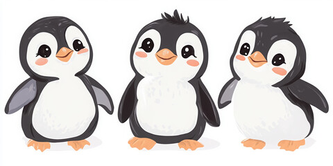 Fototapeta premium penguin cute penguin cartoon penguin baby penguin animal illustration adorable animals wildlife art playful penguins winter animals graphic design nature illustration