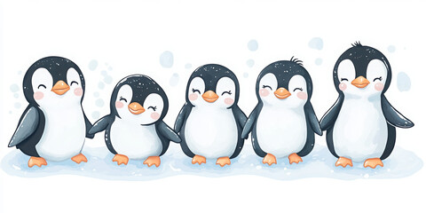 penguins cute penguins cartoon penguins playful penguins snowy background animal illustrations winter animals arctic wildlife family of penguins happy penguins 