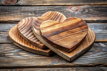 handcrafted wooden heart-shaped coasters with rustic finish and natural texture