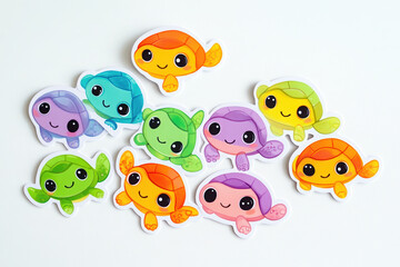cute fish stickers colorful toys decoration ocean sea creatures cartoon children’s art playful aquatic life marine animals kids decor kawaii vibrant colors 