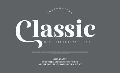 Classic Modern font design, trendy alphabet letters and numbers vector illustration