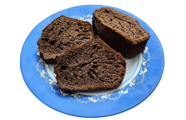 cocoa hazelnut cake on plate isolated