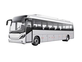 Realistic silver bus isolated on transparent and white background