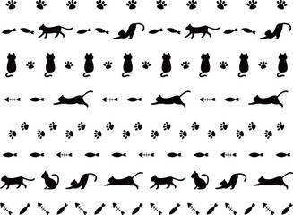 ネコのシルエットラインセット