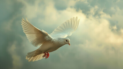 Fototapeta premium white flying dove in the air