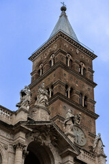 Fototapeta premium The papal basilica of Santa Maria Maggiore is one of the four papal basilicas in Rome, located in Piazza dell'Esquilino, at the top of the Cispio, between the Rione Monti and the Esquilino.