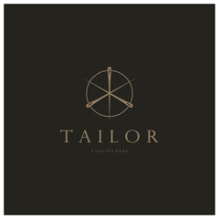 tailor logo icon illustration template combination of buttons for clothes, thread and sewing machine, for clothing product design, convection companies, fashion in vector form
