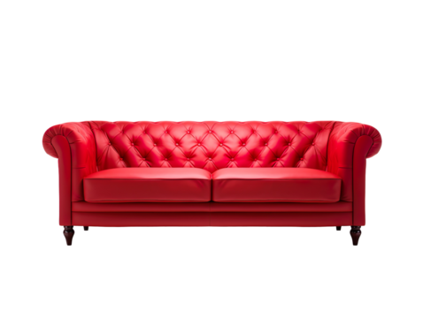 Sofa deco style in red isolated on transparent and white background