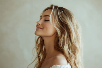 Naklejka premium a close up of a blond woman's face