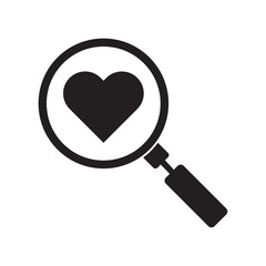 heart magnifying glass flat icon vector