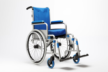 Fototapeta premium Wheelchair on white background. Old age related topics. Disabled person. Disability related topic. Nursing home. Image for graphic designer. Wheelchair on white background.