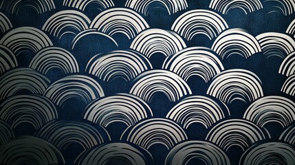 Abstract Geometric Pattern with Overlapping Arcs on a Dark Blue Background