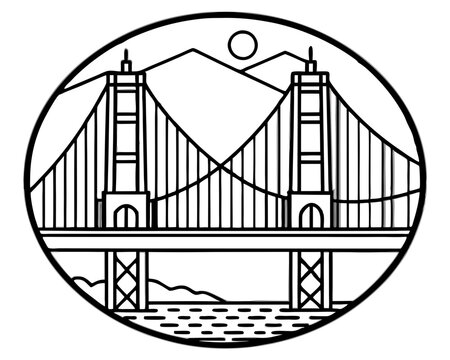 recommend clip art: Golden Gate Bridge line art drawing