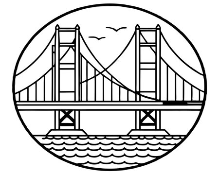 recommend clip art: Golden Gate Bridge line art drawing