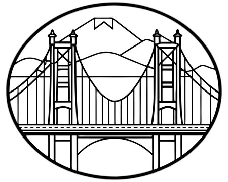 recommend clip art: Golden Gate Bridge line art drawing