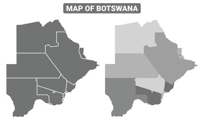Fototapeta premium Greyscale Botswana political map with borders outline style vector illustration set